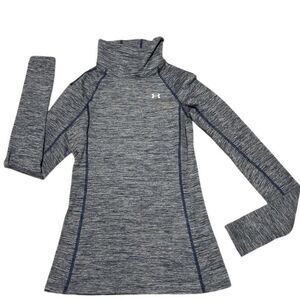 Under Armour ColdGear Base Layer Top Womens S Heather Gray Mock Neck LS